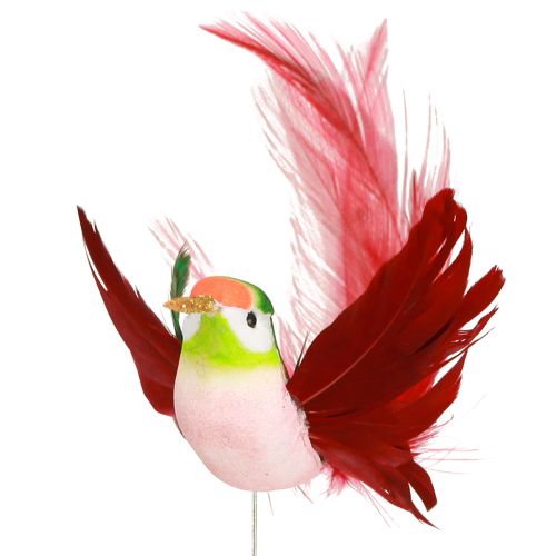 Floristik24 Hummingbird Decoration on Stick Turquoise Burgundy 13–15cmx9–10cm 6 pcs