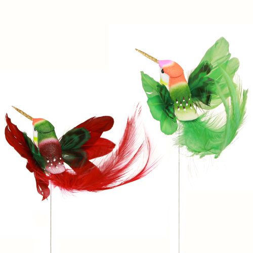 Product Hummingbird Decoration on Stick Turquoise Burgundy 13–15cmx9–10cm 6 pcs