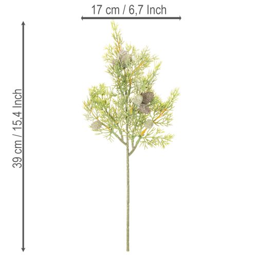 Artificial Conifer Branch with Pine Cones for Decorations 39cm Set of 4 | Floristik24.co.uk