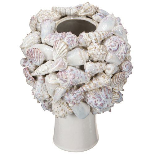 Product Ceramic Head Vase with Shells – Mediterranean Decorative Bust for Plants & Flowers 25cm