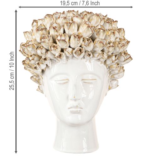Product Head Vase Ceramic Vase with Roses White Brown Ø19cm H2.5cm
