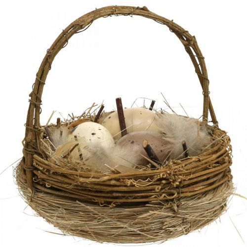 Floristik24 Easter basket with eggs Artificial Easter eggs table decoration Ø16cm
