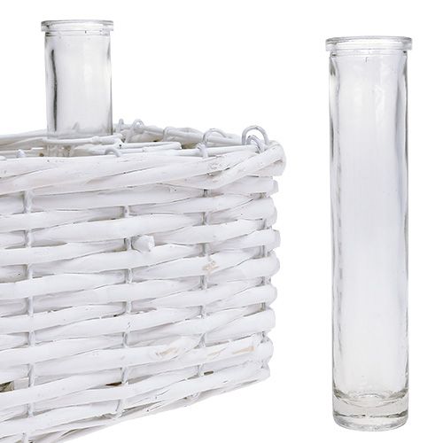 Floristik24 Square white basket with 6 test tubes 16cm x 17.5cm