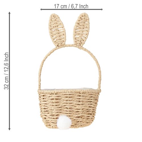 Product Easter basket with bunny motif, natural Easter decoration for spring festival, 32cm