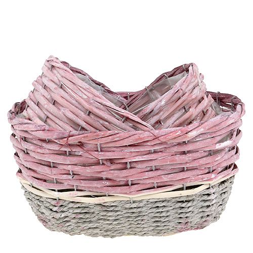 Floristik24 Basket oval set of 3 pink, nature