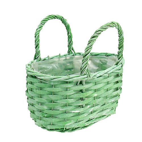 Floristik24 Basket for planting oval green 25cm x 17cm H14,5cm