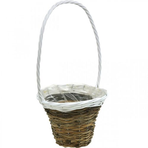 Product Handle basket, natural basket for planting, flower basket round natural, white H49cm Ø23.5cm