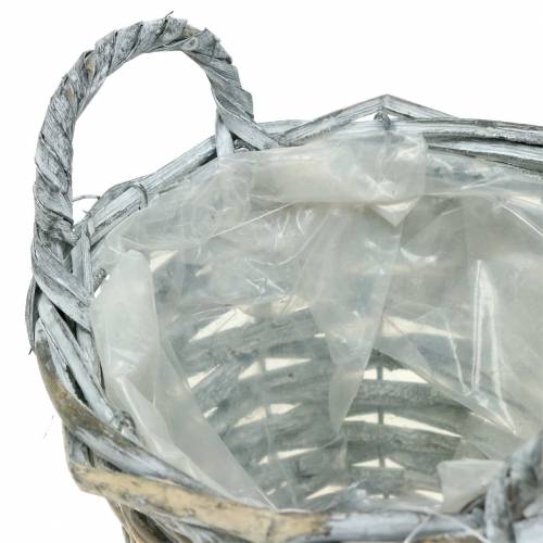 Floristik24 Braided basket gray white Ø17cm high 12cm with handles