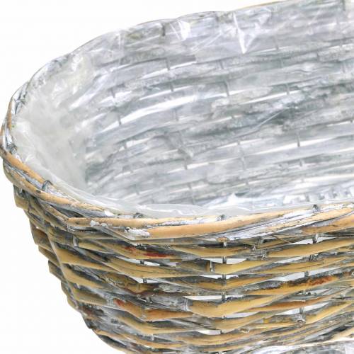 Product Planting basket oval natural, washed white 37/43 / 49cm, set of 3