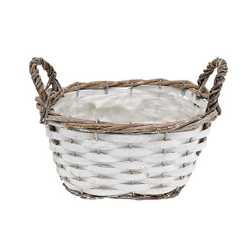Floristik24 Basket with handles oval natural, white 20 x 14cm