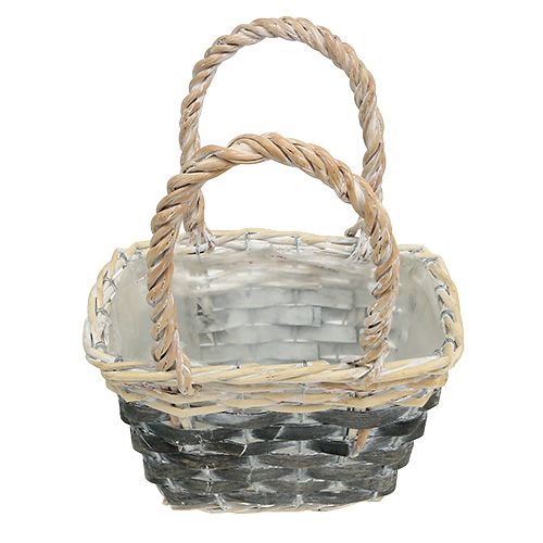 Floristik24 Basket with handle cream-gray 20,5cm x 14cm H13cm