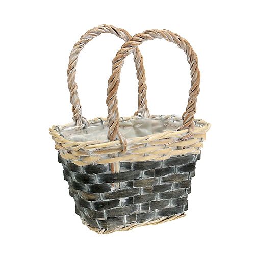 Floristik24 Basket with handle cream-gray 20,5cm x 14cm H13cm