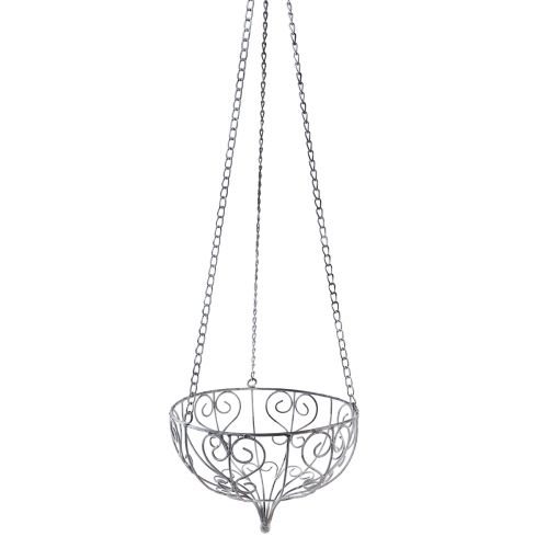 Floristik24 Basket metal for hanging metal decoration white grey Ø24cm H19cm