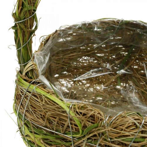 Product Plant basket with handles raffia and hay green basket spring 16×22/21×27cm set of 2