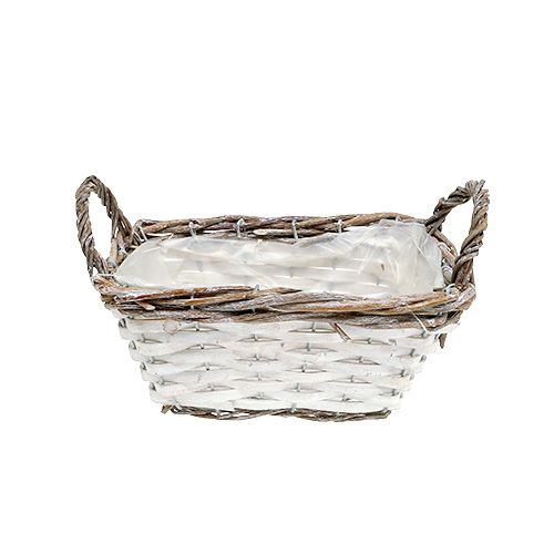 Floristik24 Basket square with handles natural white 22 x 14cm