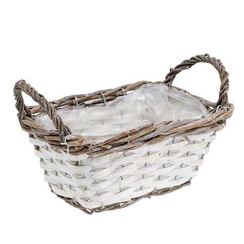 Floristik24 Basket square with handles natural white 22 x 14cm