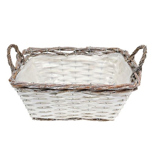 Floristik24 Basket angular with handles natural white 31 x 24cm