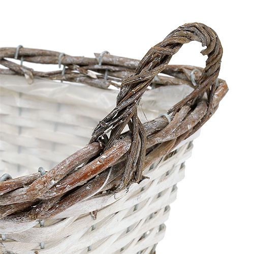 Floristik24 Basket angular with handles natural white 31 x 24cm