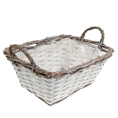 Floristik24 Basket angular with handles natural white 31 x 24cm