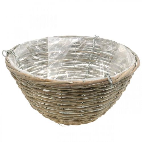Floristik24 Flower basket for hanging, planter braided nature, washed white H17cm Ø35cm