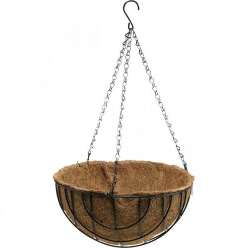 Product Plant basket for hanging, hanging basket made of metal, coconut fibers natural, black H15cm Ø30.5cm