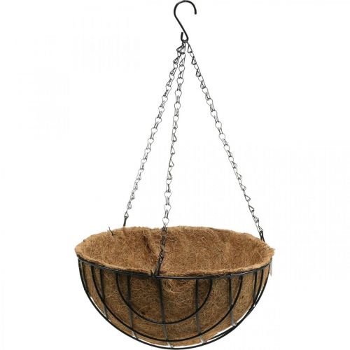 Product Plant basket for hanging, hanging basket made of metal, coconut fibers natural, black H15cm Ø30.5cm