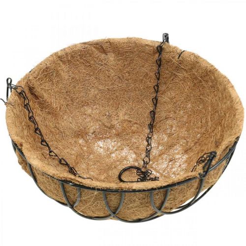Product Plant basket for hanging, hanging basket made of metal, coconut fibers natural, black H15cm Ø30.5cm