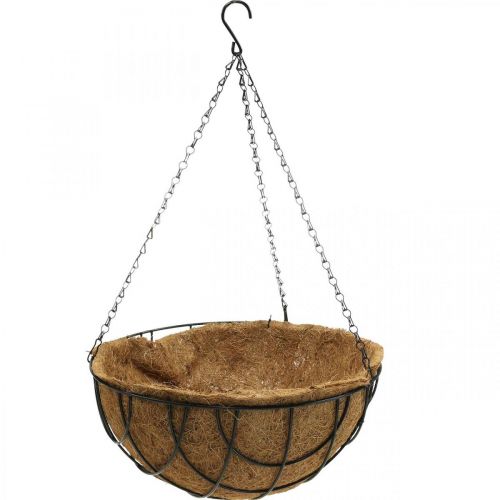 Floristik24 Plant bowl for hanging, hanging basket coconut fibers, metal natural, black H16.5cm Ø35cm