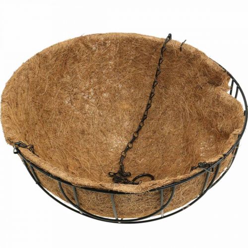 Floristik24 Plant bowl for hanging, hanging basket coconut fibers, metal natural, black H16.5cm Ø35cm