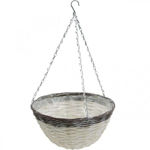 Decorative basket for hanging hanging basket white, dark brown Ø34cm