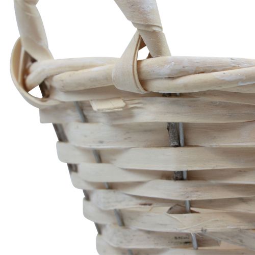 Product Basket with handles Chip basket plant basket whitened Ø18cm H12cm