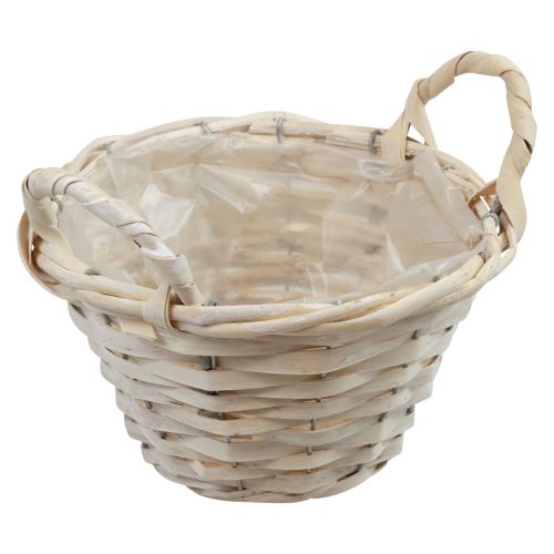 Floristik24 Basket with handles Chip basket plant basket whitened Ø25cm H13cm