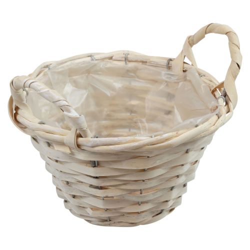 Basket with handles chip basket plant basket whitened Ø25cm H13cm