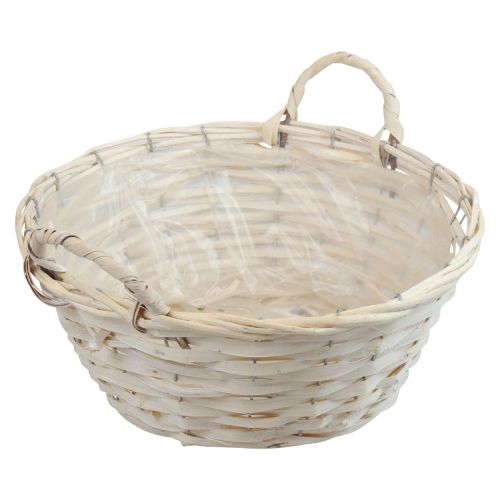 Floristik24 Basket with handles Chip basket plant basket whitened Ø30cm H14cm