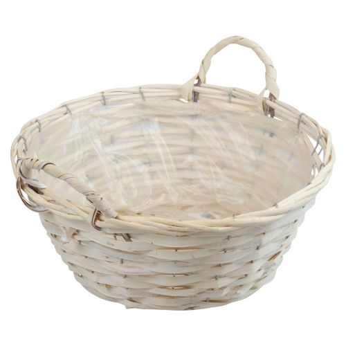 Product Basket with handles Chip basket plant basket whitened Ø30cm H14cm