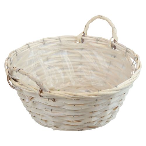 Product Basket with handles chip basket plant basket whitened Ø35cm H15cm