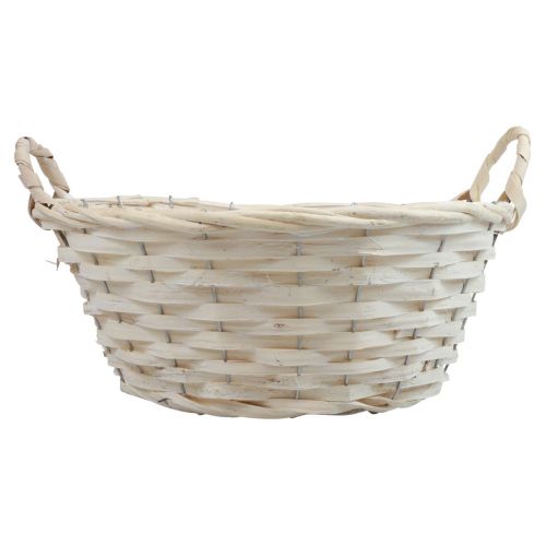 Product Basket with handles chip basket plant basket whitened Ø35cm H15cm