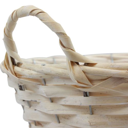 Product Basket with handles chip basket plant basket whitened Ø35cm H15cm