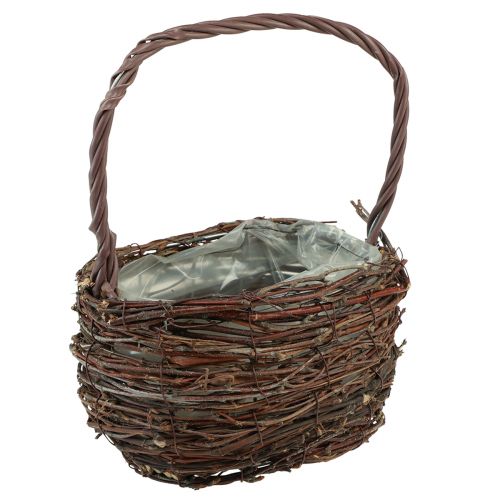 Basket with handle birch plant basket with foil H28.5cm