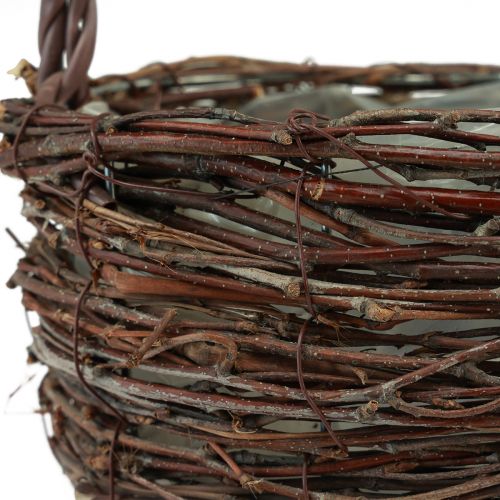 Product Basket with handle birch plant basket with foil H28.5cm