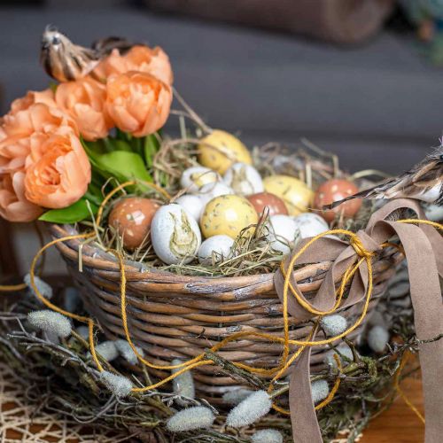 Floristik24 Basket with handles, planter, wicker shell natural, washed white H15cm Ø35cm