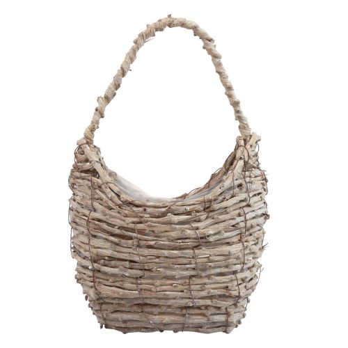 Product Basket with handle wicker basket washed white 18×11×11cm