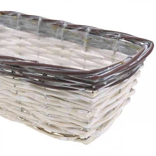 Floristik24 Decorative basket white, brown plant pot two-tone 32×13.5×9.5cm