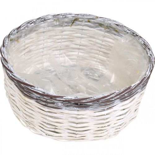 Product Decorative basket round white, brown braided plant basket Ø29cm