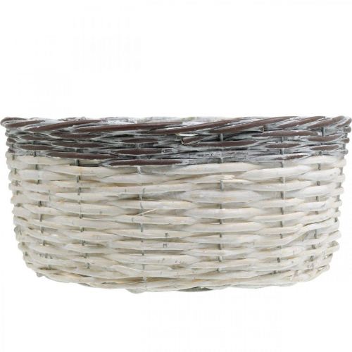 Product Decorative basket round white, brown braided plant basket Ø29cm