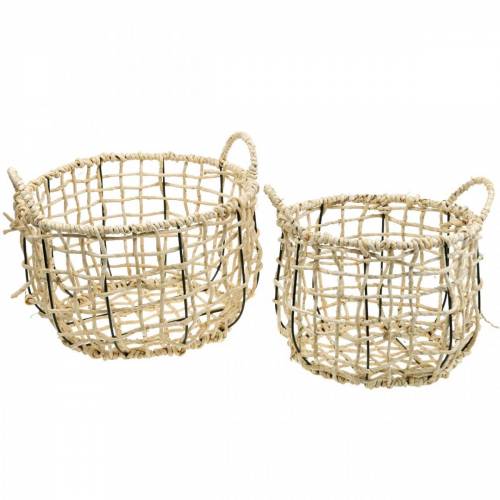 Product Wicker basket made of seagrass, decorative basket, storage basket, handle basket round Ø36/28 set of 2