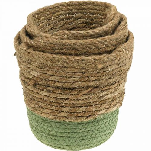Product Hanging basket, natural basket, planter for hanging natural, green Ø19/17/15cm set of 3