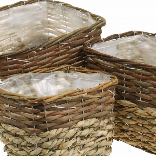 Product Plant basket, natural container for planting, square flower bowl natural L29.5/26/23cm H21/19/16cm set of 3