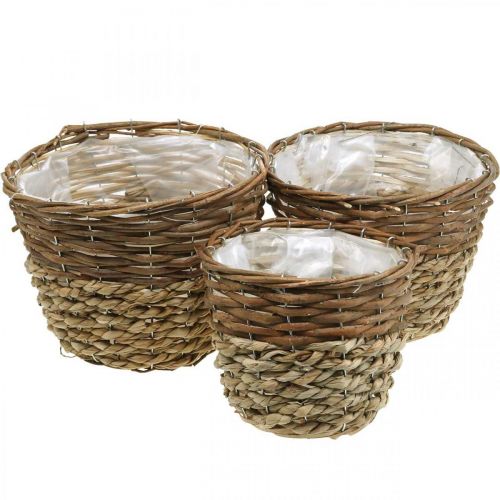 Product Flower basket for planting, planter, wicker basket nature Ø27/25/20cm H20/18/17cm set of 3