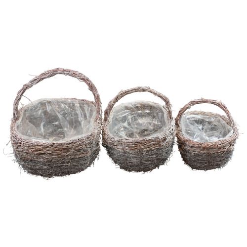 Floristik24 Basket with handle plant basket whitewashed 40/34/27cm set of 3